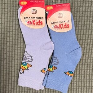Kids Blue and Purple Socks Size 15-16 Cotton 70%
